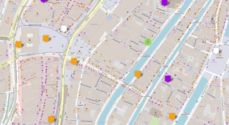 Screenshot interactive map Mapping Slavery Amsterdam